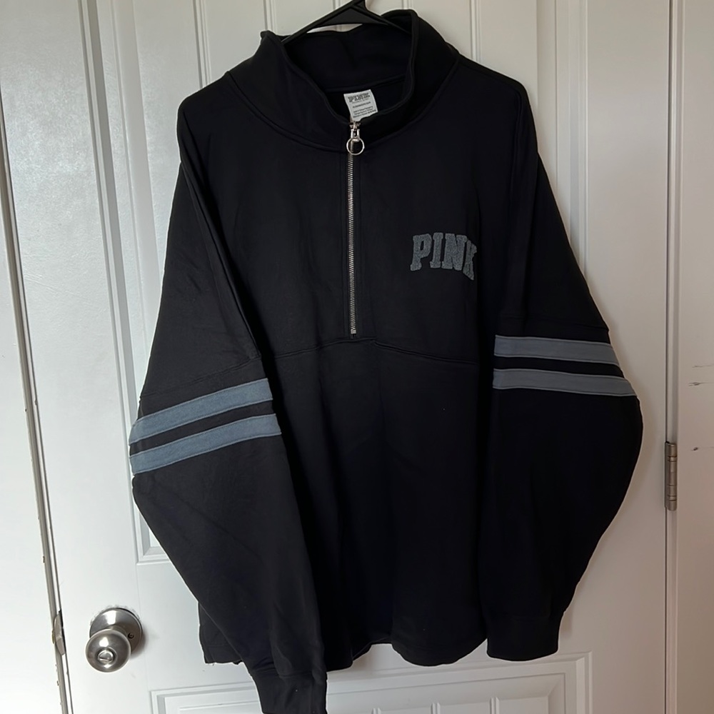 NEW VS PINK WOMENS FLEECE OVERSIZED QUARTER ZIP SWEATSHIRT SIZE XL